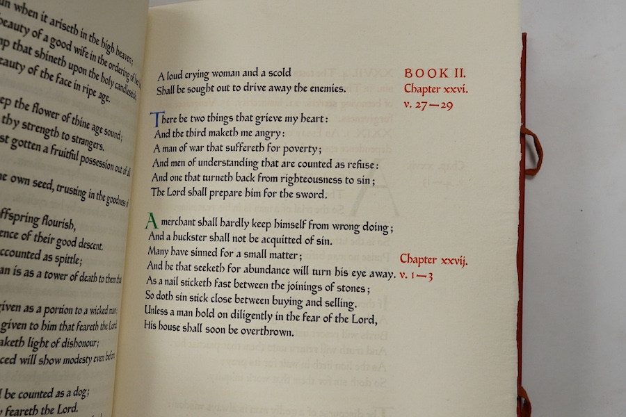 Ecclesiasticus - The Wisdom of Jesus, the Son of Sirach, commonly called Ecclesiasticus. Limited Edition (of 250 copies). printed in red and black, with coloured initial letters by Graily Hewitt (and others); original or